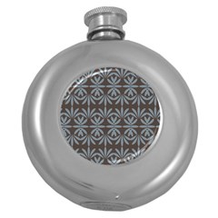 Floral Pattern Wallpaper Textile Round Hip Flask (5 Oz) by Wegoenart