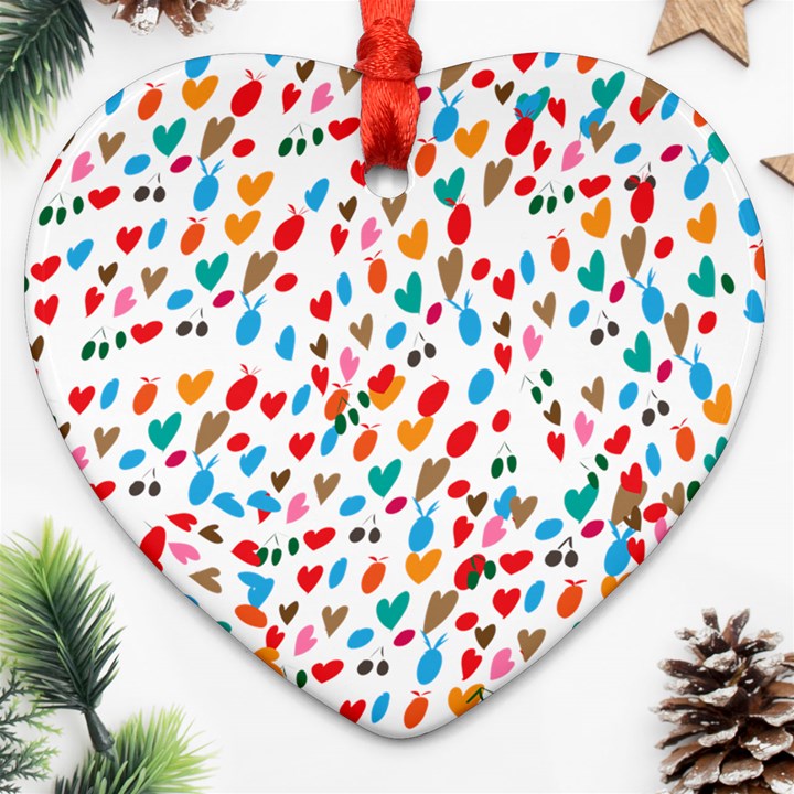 Hearts Heart Love Background Pattern Wallpaper Heart Ornament (Two Sides)