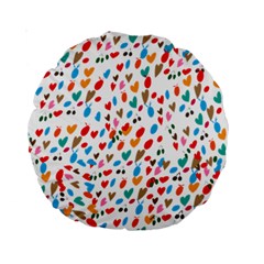 Hearts Heart Love Background Pattern Wallpaper Standard 15  Premium Round Cushions