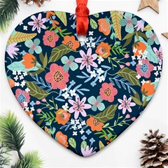 Flowers Flower Flora Nature Floral Background Painting Ornament (heart)