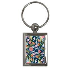 Flowers Flower Flora Nature Floral Background Painting Key Chain (rectangle) by Wegoenart