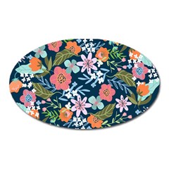 Flowers Flower Flora Nature Floral Background Painting Oval Magnet by Wegoenart