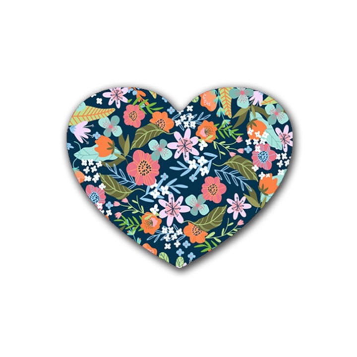 Flowers Flower Flora Nature Floral Background Painting Rubber Heart Coaster (4 pack)