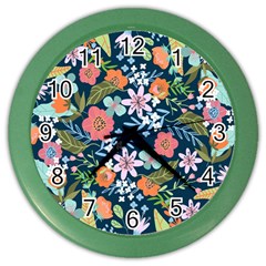 Flowers Flower Flora Nature Floral Background Painting Color Wall Clock by Wegoenart