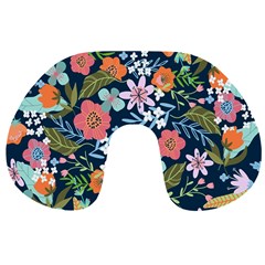 Flowers Flower Flora Nature Floral Background Painting Travel Neck Pillow by Wegoenart