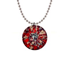 Mirror Fractal 1  Button Necklace by Sparkle