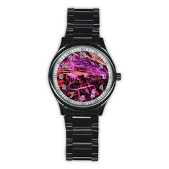 Mirror Fractal Stainless Steel Round Watch