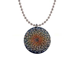 Mirror Fractal 1  Button Necklace by Sparkle