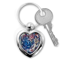 Abstract Ammonite Key Chain (heart) by kaleidomarblingart