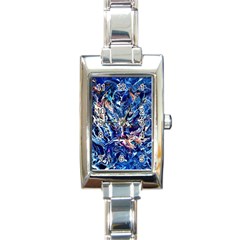 Cobalt Delta Rectangle Italian Charm Watch by kaleidomarblingart