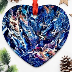 Cobalt Delta Ornament (heart) by kaleidomarblingart