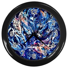 Cobalt Delta Wall Clock (black) by kaleidomarblingart