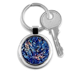 Cobalt Delta Key Chain (round) by kaleidomarblingart