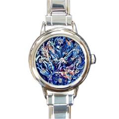 Cobalt Delta Round Italian Charm Watch by kaleidomarblingart