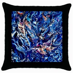 Cobalt Delta Throw Pillow Case (black) by kaleidomarblingart