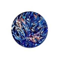 Cobalt Delta Rubber Round Coaster (4 Pack) by kaleidomarblingart