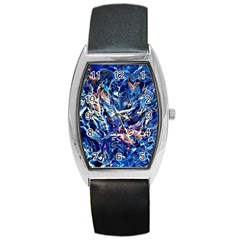 Cobalt Delta Barrel Style Metal Watch by kaleidomarblingart