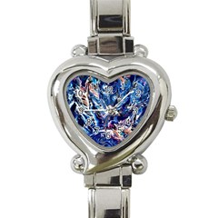 Cobalt Delta Heart Italian Charm Watch by kaleidomarblingart