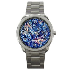 Cobalt Delta Sport Metal Watch by kaleidomarblingart