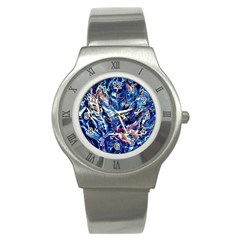 Cobalt Delta Stainless Steel Watch by kaleidomarblingart