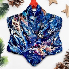 Cobalt Delta Ornament (snowflake) by kaleidomarblingart