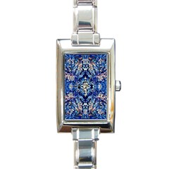 Cobalt Arabesque Rectangle Italian Charm Watch by kaleidomarblingart