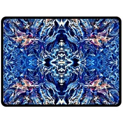 Cobalt Arabesque Fleece Blanket (large)  by kaleidomarblingart