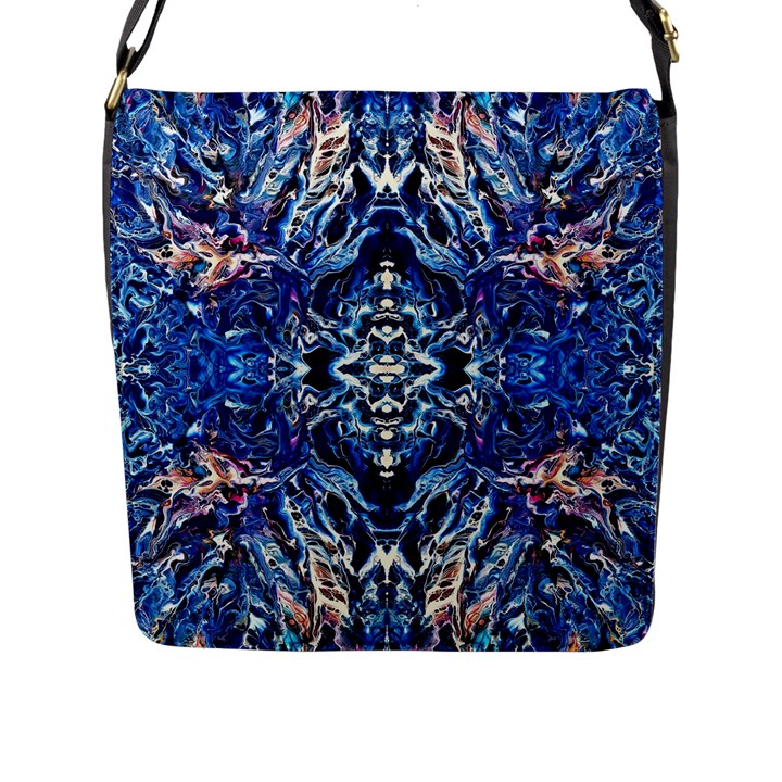 Cobalt arabesque Flap Closure Messenger Bag (L)