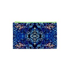 Cobalt Arabesque Cosmetic Bag (xs) by kaleidomarblingart