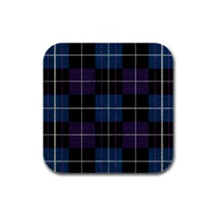 Blue Black Modern Plaids Rubber Square Coaster (4 Pack) by ConteMonfrey