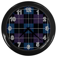 Blue Black Modern Plaids Wall Clock (black) by ConteMonfrey