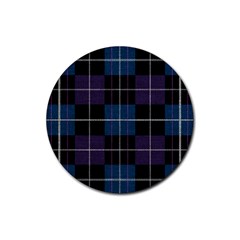 Blue Black Modern Plaids Rubber Coaster (round) by ConteMonfrey