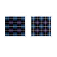 Blue Black Modern Plaids Cufflinks (square)