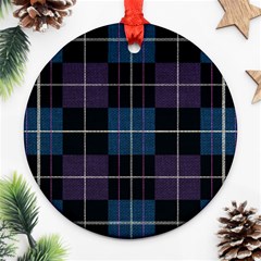 Blue Black Modern Plaids Round Ornament (two Sides) by ConteMonfrey