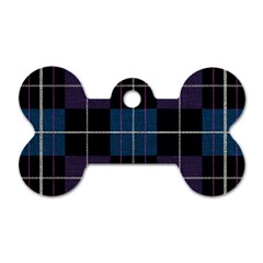 Blue Black Modern Plaids Dog Tag Bone (one Side) by ConteMonfrey