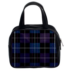 Blue Black Modern Plaids Classic Handbag (two Sides) by ConteMonfrey