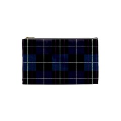 Blue Black Modern Plaids Cosmetic Bag (small) by ConteMonfrey