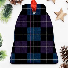 Blue Black Modern Plaids Ornament (bell) by ConteMonfrey