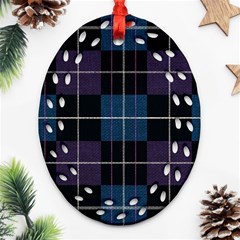 Blue Black Modern Plaids Ornament (oval Filigree) by ConteMonfrey