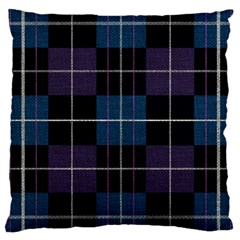 Blue Black Modern Plaids Large Cushion Case (two Sides) by ConteMonfrey