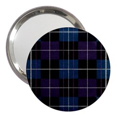 Blue Black Modern Plaids 3  Handbag Mirrors by ConteMonfrey