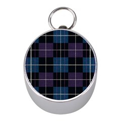 Blue Black Modern Plaids Mini Silver Compasses by ConteMonfrey