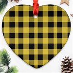 Black and yellow small plaids Ornament (Heart) Front