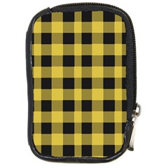 Black And Yellow Small Plaids Compact Camera Leather Case by ConteMonfrey