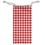 Straight Red White Small Plaids Jewelry Bag Back