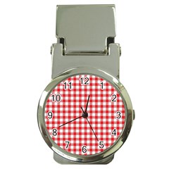 Straight Red White Small Plaids Money Clip Watches by ConteMonfrey