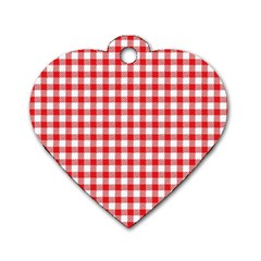 Straight Red White Small Plaids Dog Tag Heart (one Side) by ConteMonfrey