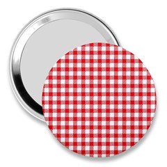 Straight Red White Small Plaids 3  Handbag Mirrors by ConteMonfrey