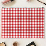 Straight Red White Small Plaids Cosmetic Bag (XXXL) Back