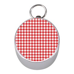 Straight Red White Small Plaids Mini Silver Compasses by ConteMonfrey